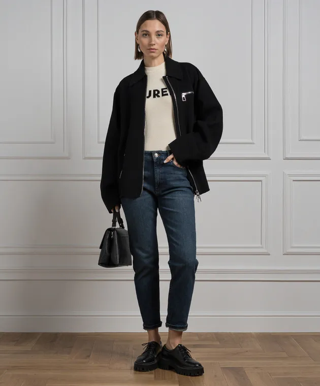 MAX MARA SPORTMAX UNISONO BEIGE TSHIRT MADE OF WOOL AND CASHMERE WITH A PATTERN