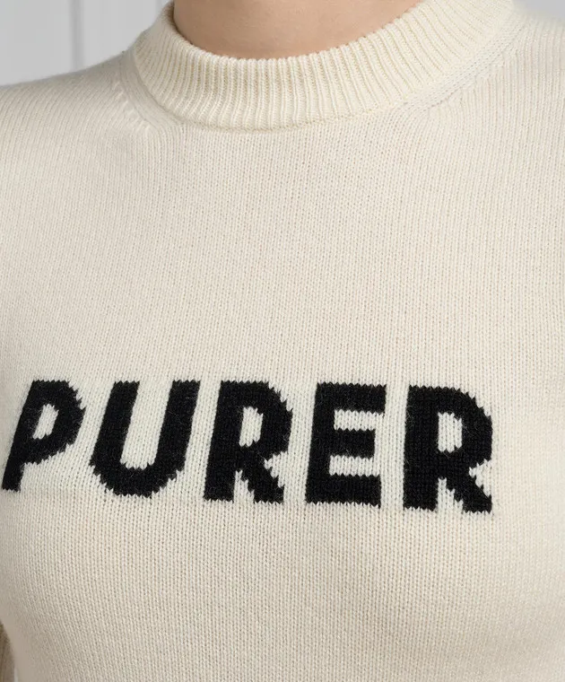 MAX MARA SPORTMAX UNISONO BEIGE TSHIRT MADE OF WOOL AND CASHMERE WITH A PATTERN