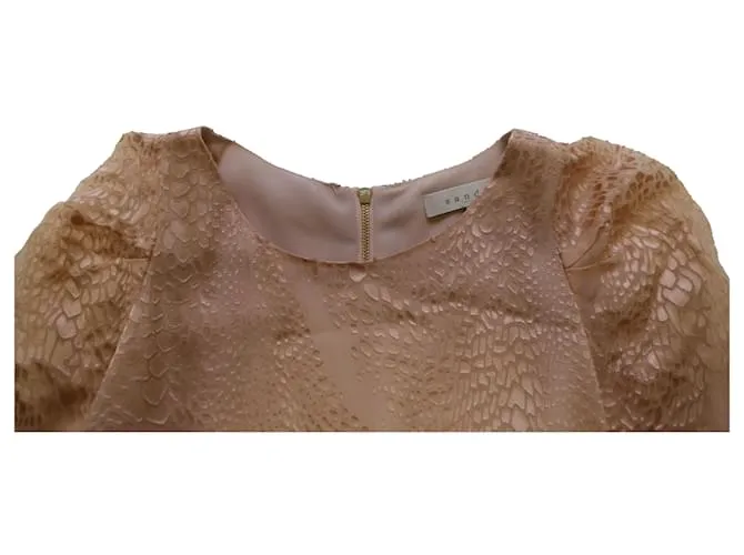 Minivestido con estampado animal grabado en relieve en viscosa dorada de Sandro Paris Dorado 