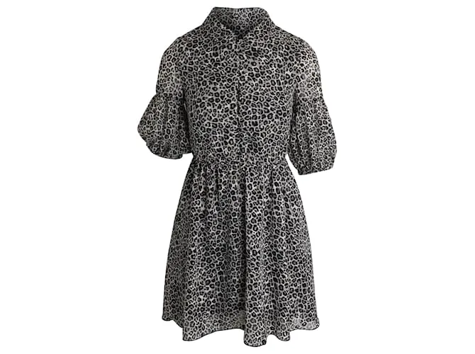 Minivestido Pinko con mangas abullonadas en poliéster con estampado animal 
