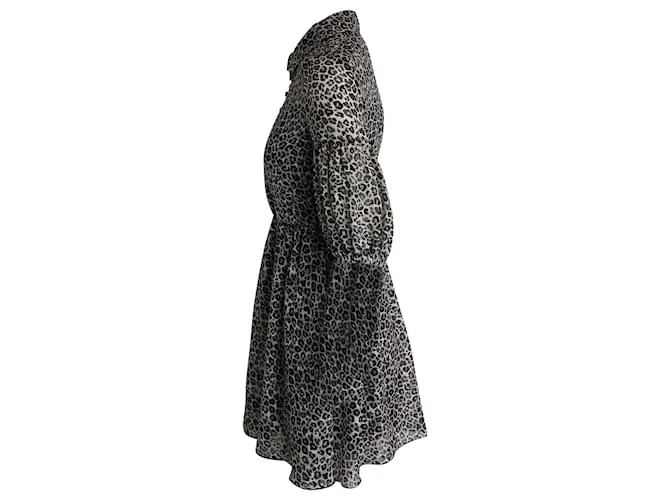 Minivestido Pinko con mangas abullonadas en poliéster con estampado animal 