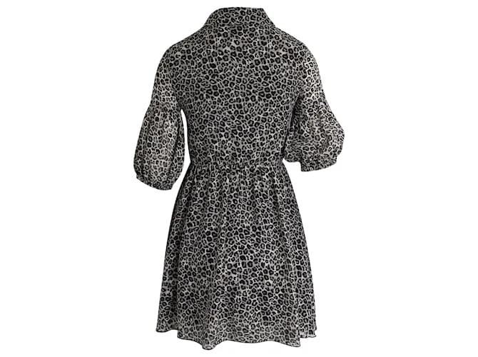 Minivestido Pinko con mangas abullonadas en poliéster con estampado animal 