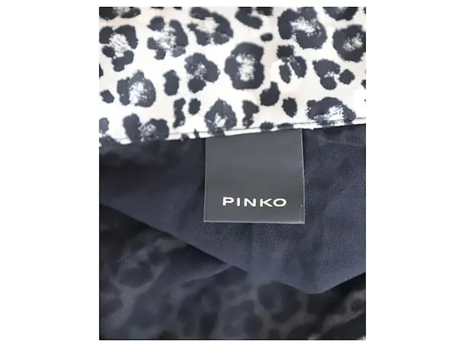 Minivestido Pinko con mangas abullonadas en poliéster con estampado animal 