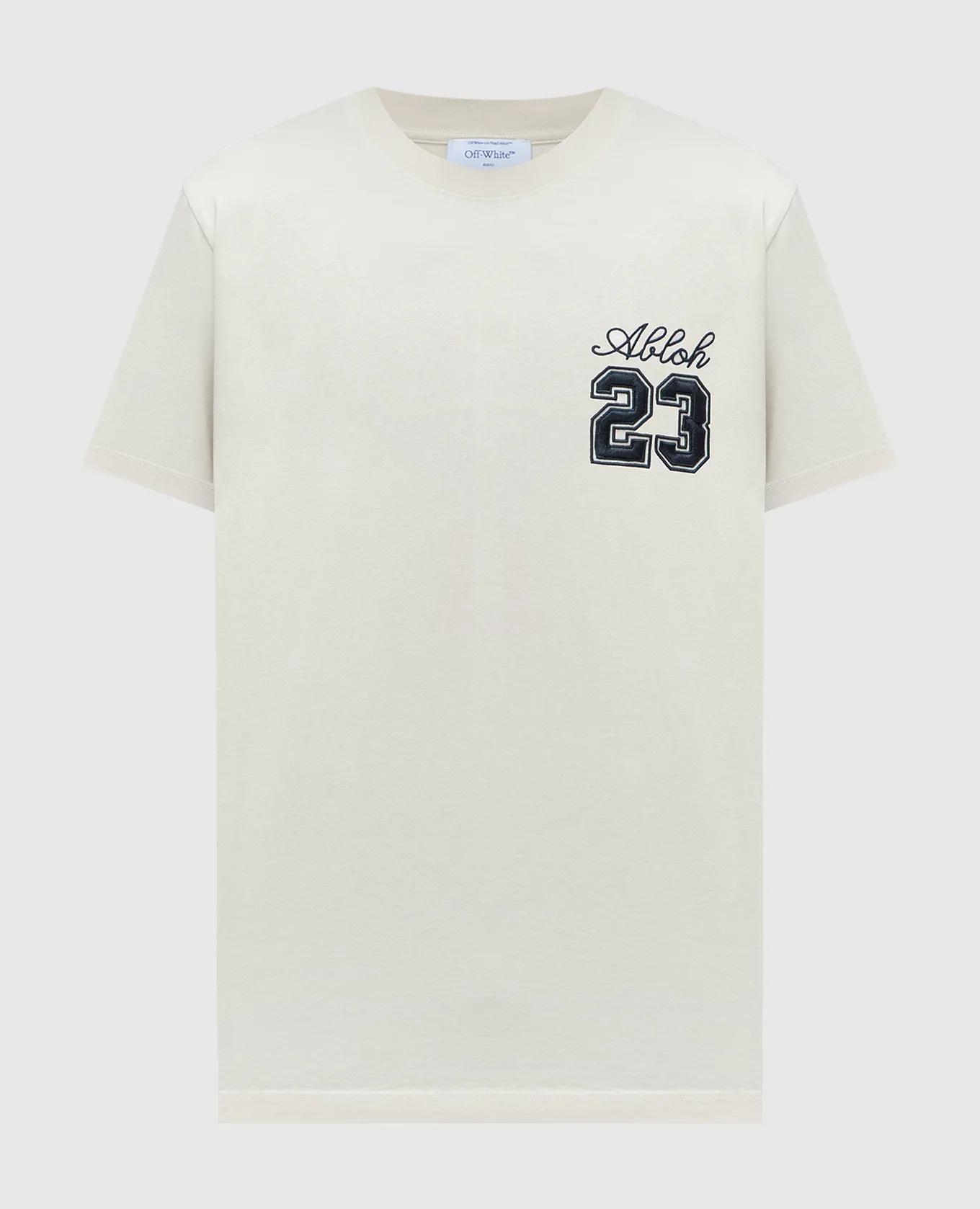 OFFWHITE BEIGE TSHIRT WITH 23 LOGO EMBROIDERY