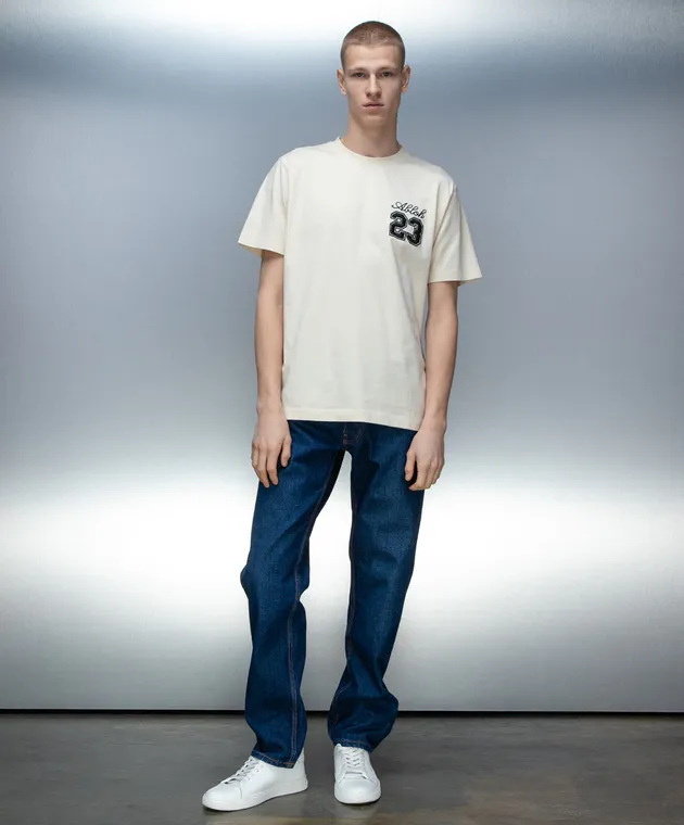 OFFWHITE BEIGE TSHIRT WITH 23 LOGO EMBROIDERY