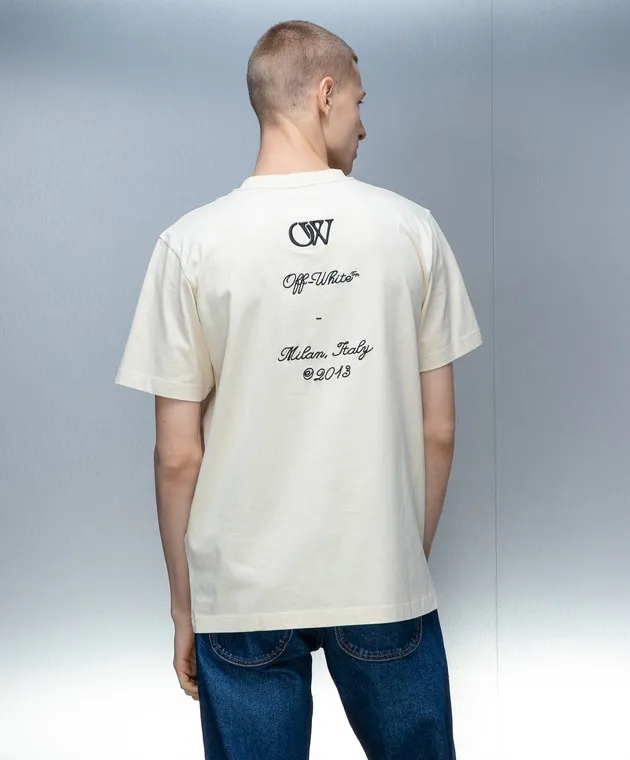 OFFWHITE BEIGE TSHIRT WITH 23 LOGO EMBROIDERY
