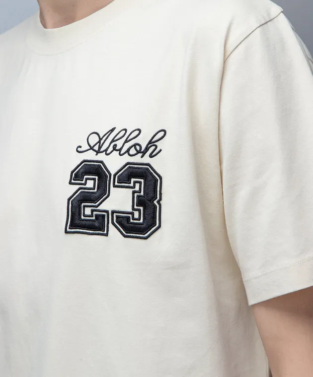 OFFWHITE BEIGE TSHIRT WITH 23 LOGO EMBROIDERY