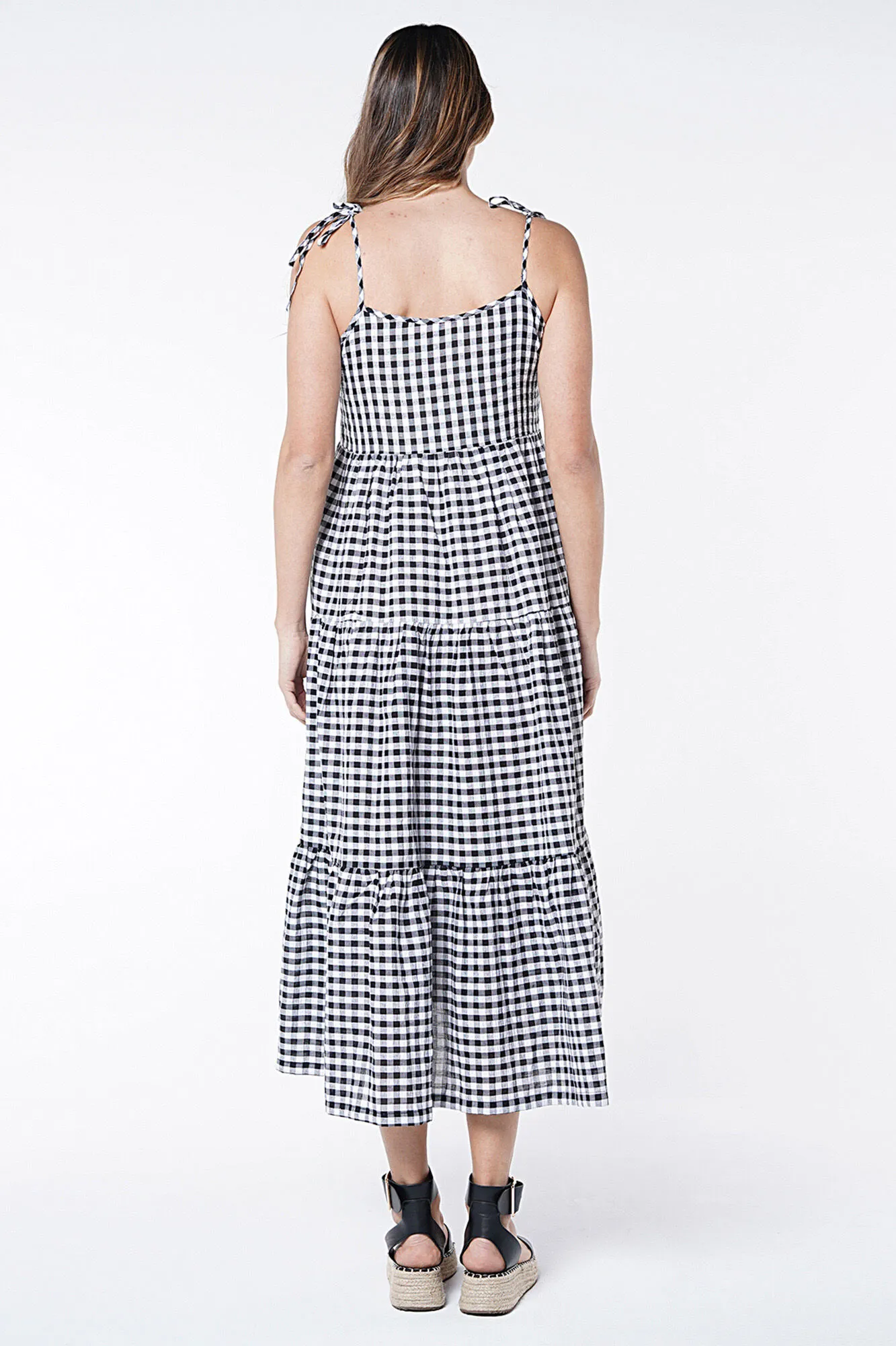 Ohma! Vestido maternity largo vichy