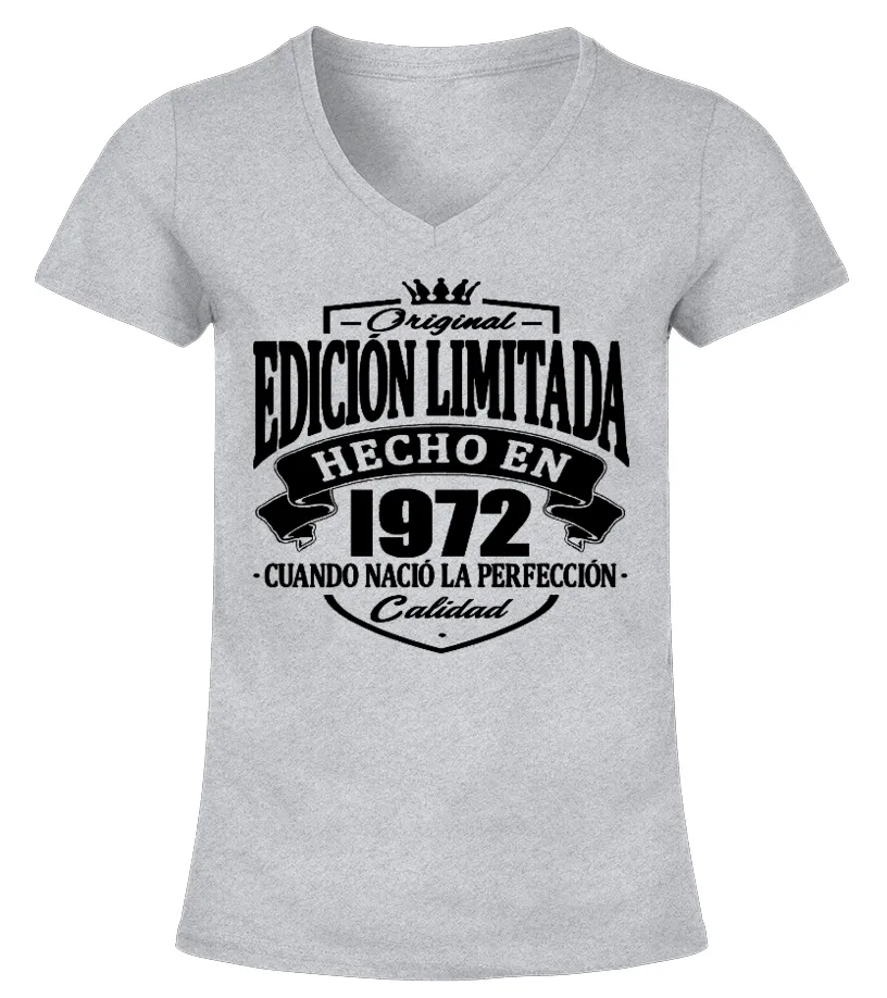 Original edición limitada hecho en 1972, cuando nació la perfección calidad Camiseta cuello pico Mujer