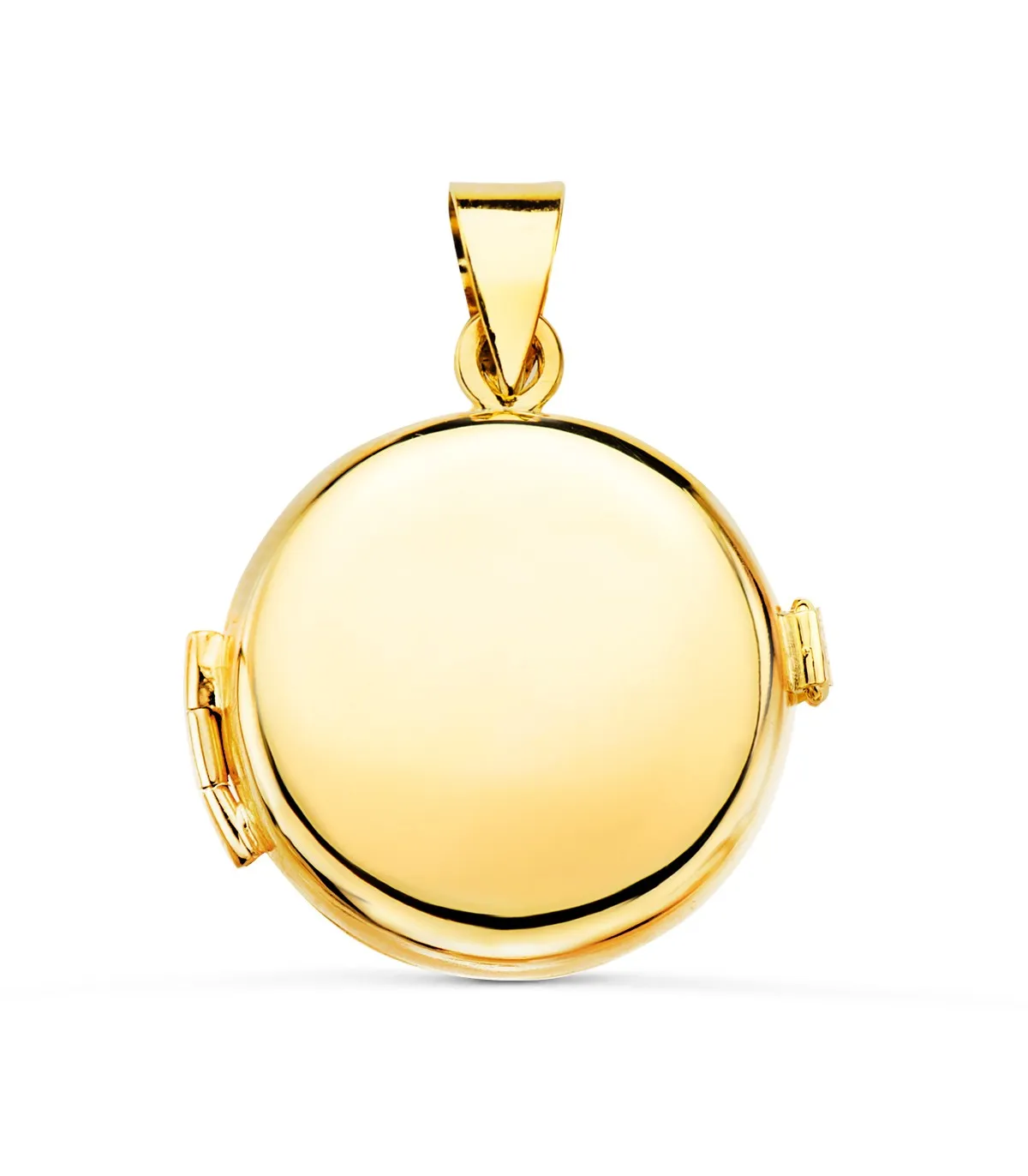 Pendentif Porte Photo Rond Lisse Or 18 K 21MM