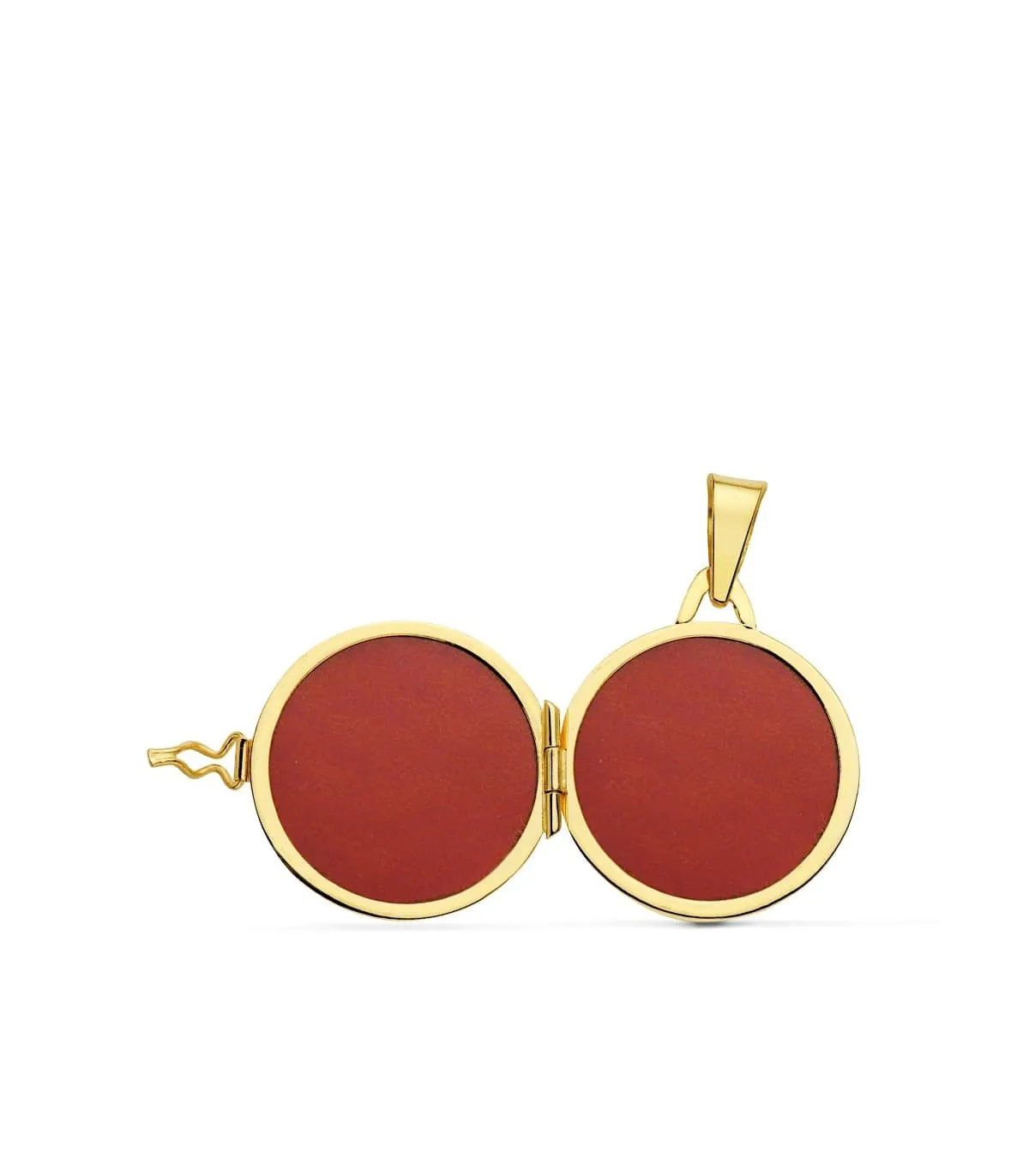 Pendentif Porte Photo Rond Lisse Or 18 K 21MM
