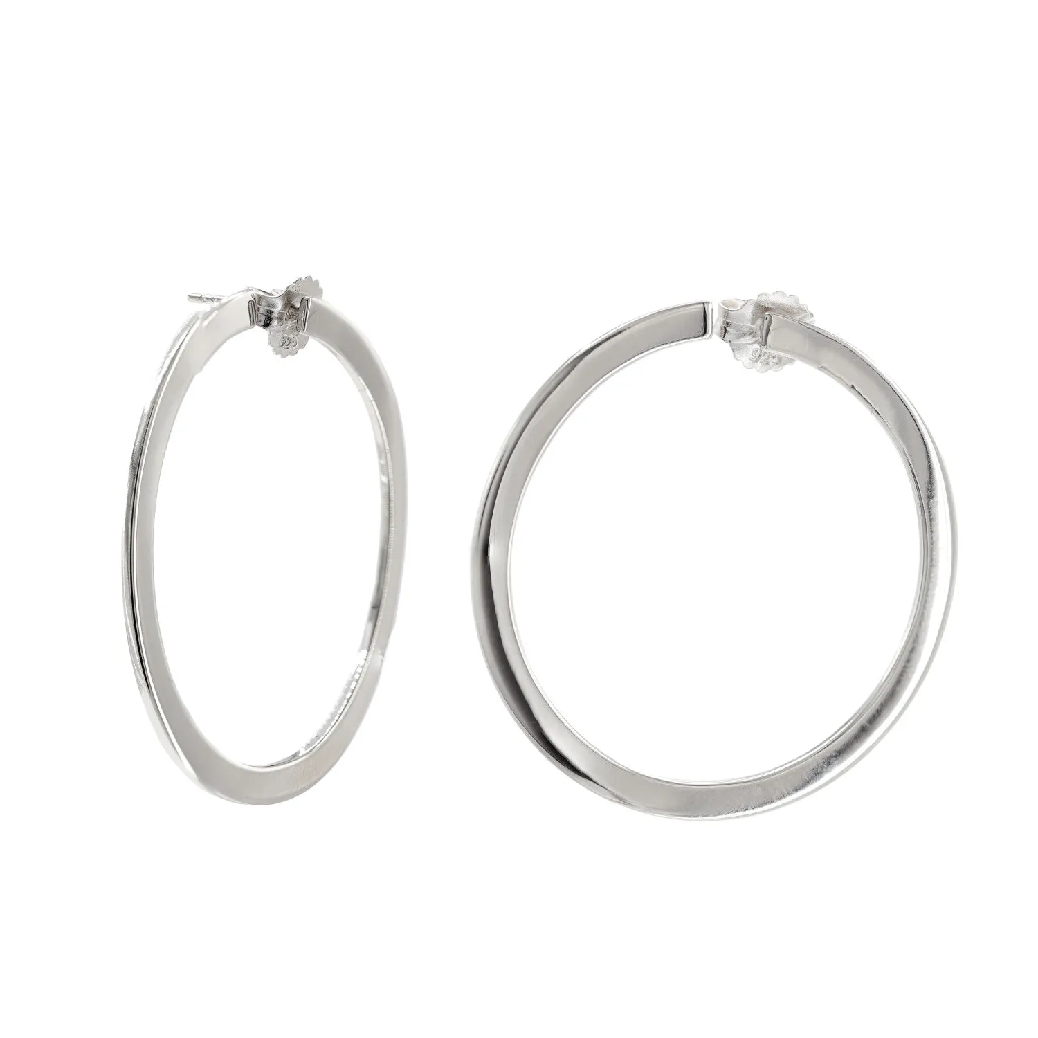 Pendientes aro plata lista diseo plano y lateral