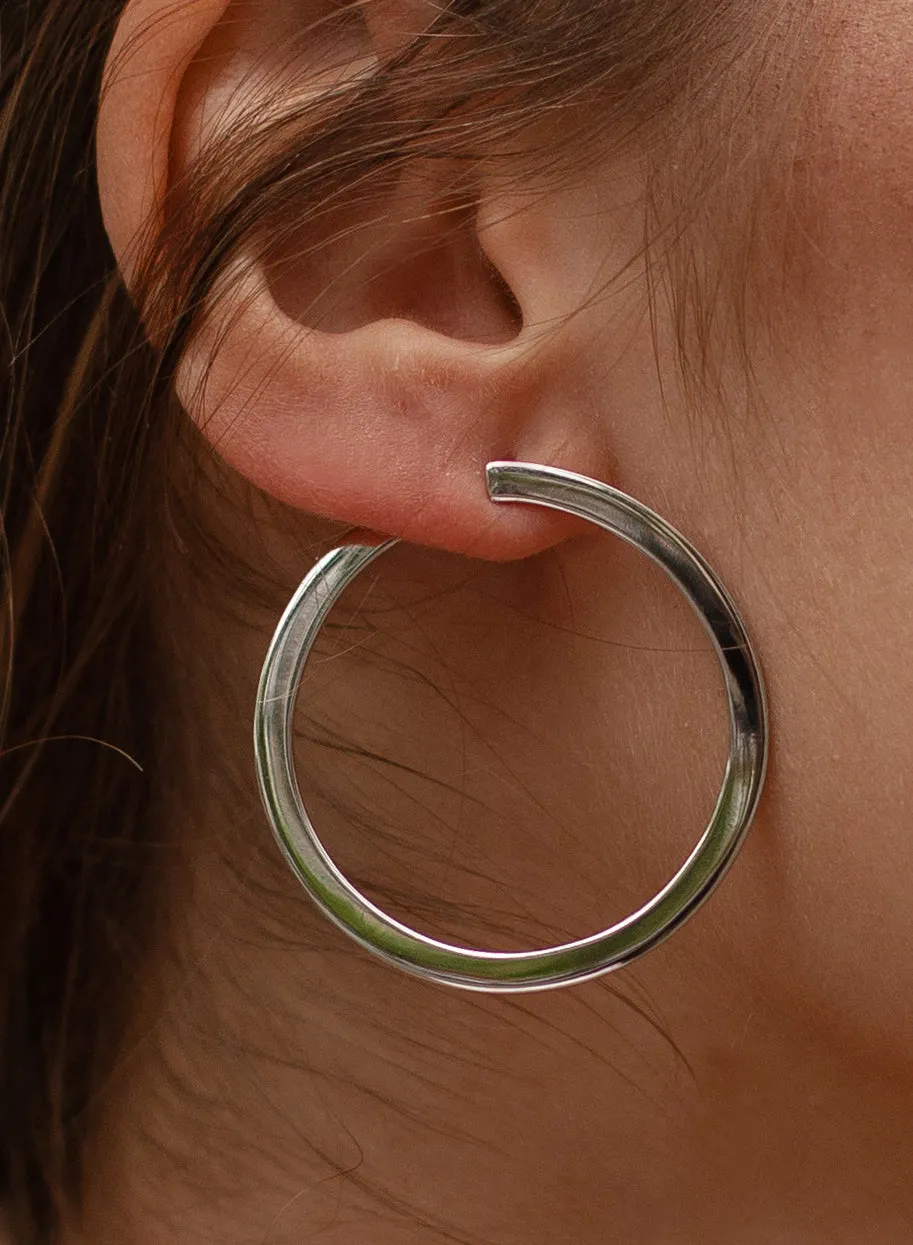 Pendientes aro plata lista diseo plano y lateral