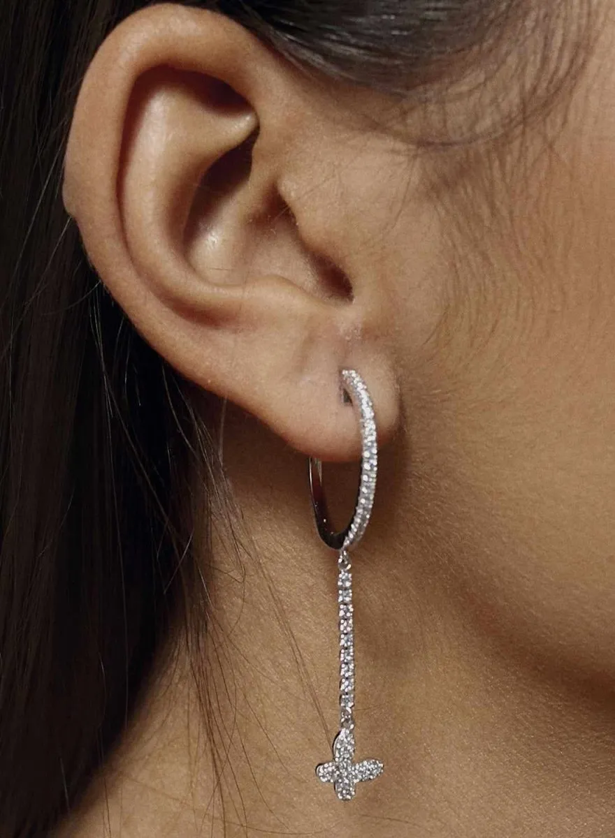 Pendientes aros con colgantes diseo mariposa con circonitas