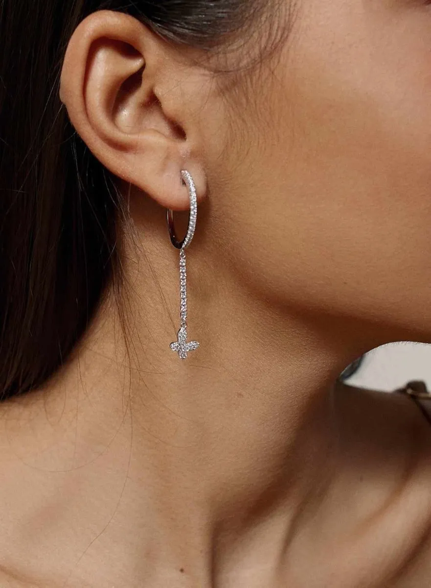 Pendientes aros con colgantes diseo mariposa con circonitas