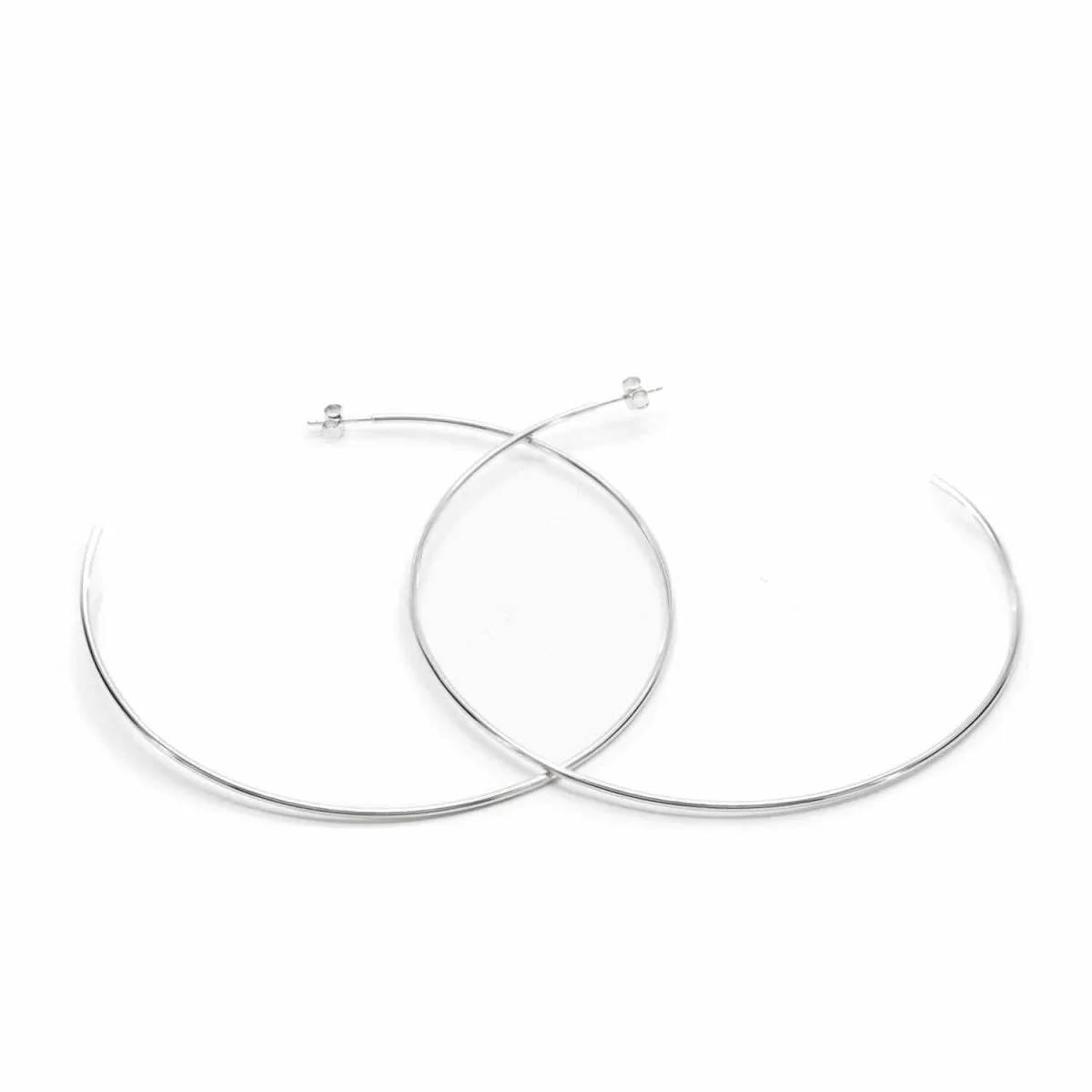 Pendientes aros grandes diseo maxi finos en plata lisa