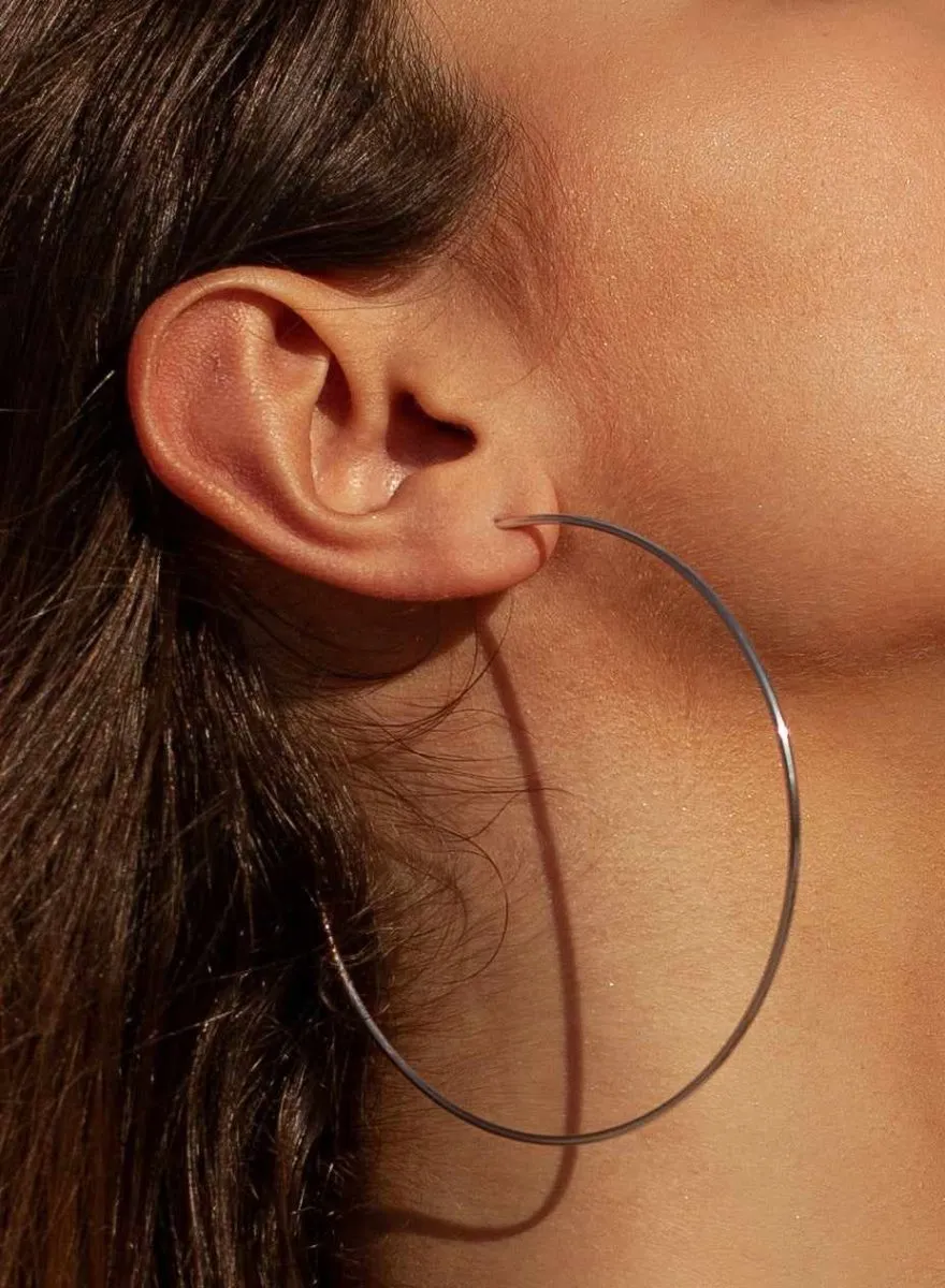 Pendientes aros grandes diseo maxi finos en plata lisa