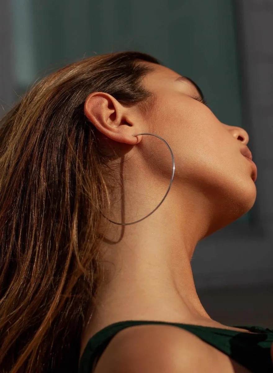Pendientes aros grandes diseo maxi finos en plata lisa