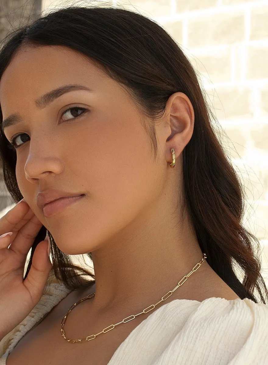 Pendientes aros pequeos diseo espiral con circonitas multicolores