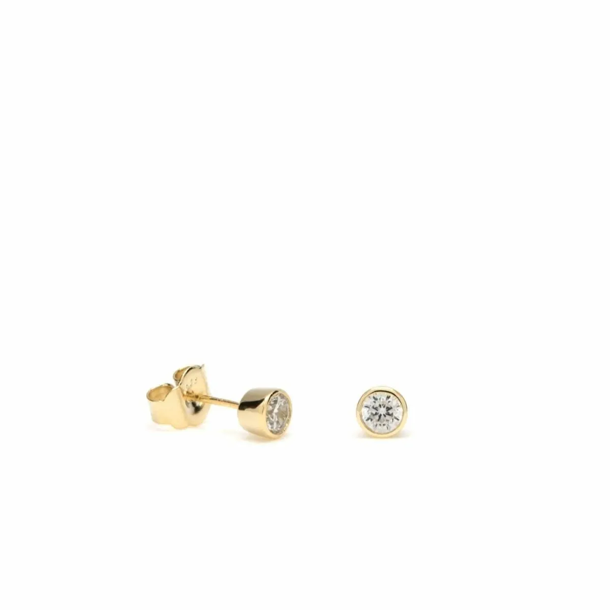 Pendientes botón diseo de circonita baados en oro