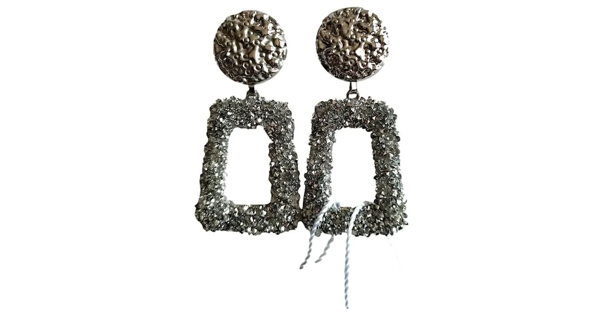 Pendientes colgantes rectangulares "MAX MARA" Plata 