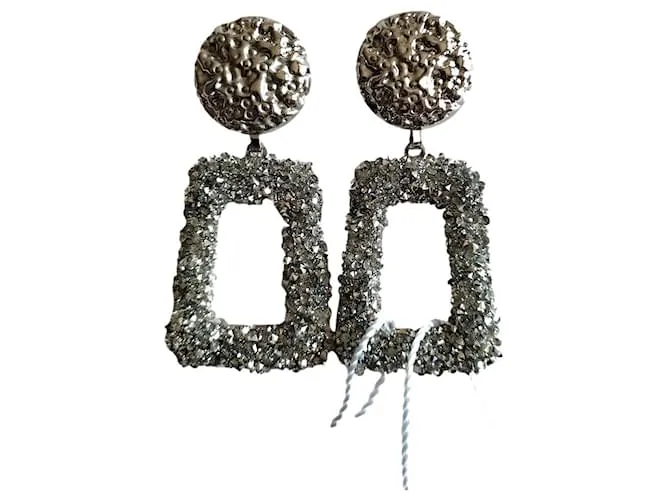Pendientes colgantes rectangulares "MAX MARA" Plata 