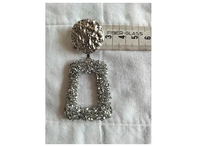 Pendientes colgantes rectangulares "MAX MARA" Plata 