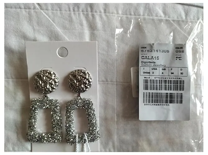 Pendientes colgantes rectangulares "MAX MARA" Plata 