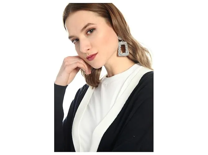 Pendientes colgantes rectangulares "MAX MARA" Plata 