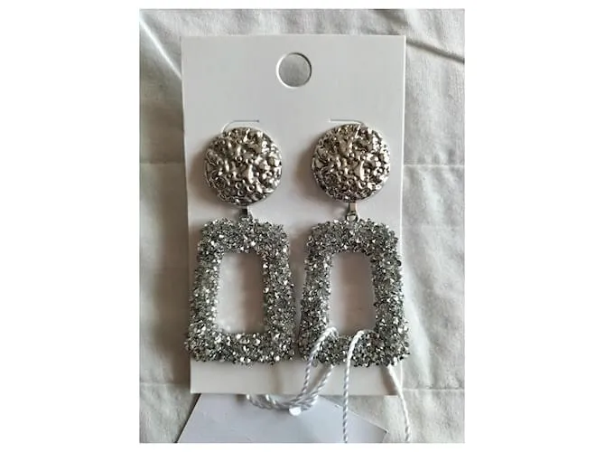 Pendientes colgantes rectangulares "MAX MARA" Plata 