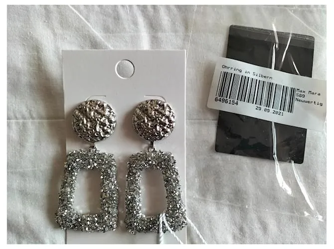 Pendientes colgantes rectangulares "MAX MARA" Plata 