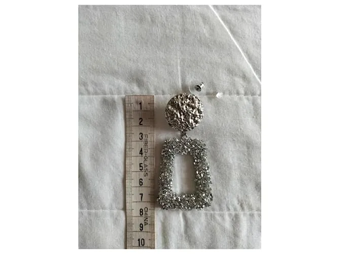 Pendientes colgantes rectangulares "MAX MARA" Plata 