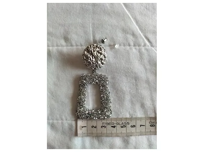 Pendientes colgantes rectangulares "MAX MARA" Plata 