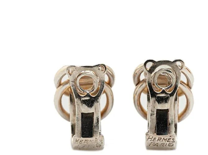 Pendientes de clip de plata esterlina Deux Anneau de Hermès 