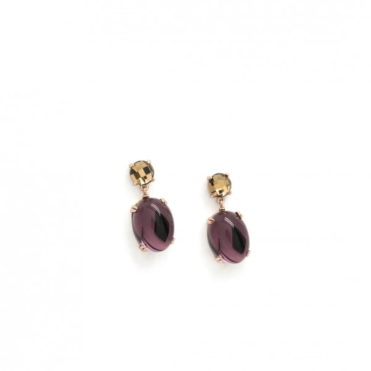 Pendientes de piedras de colores moradas diseo cabouchón