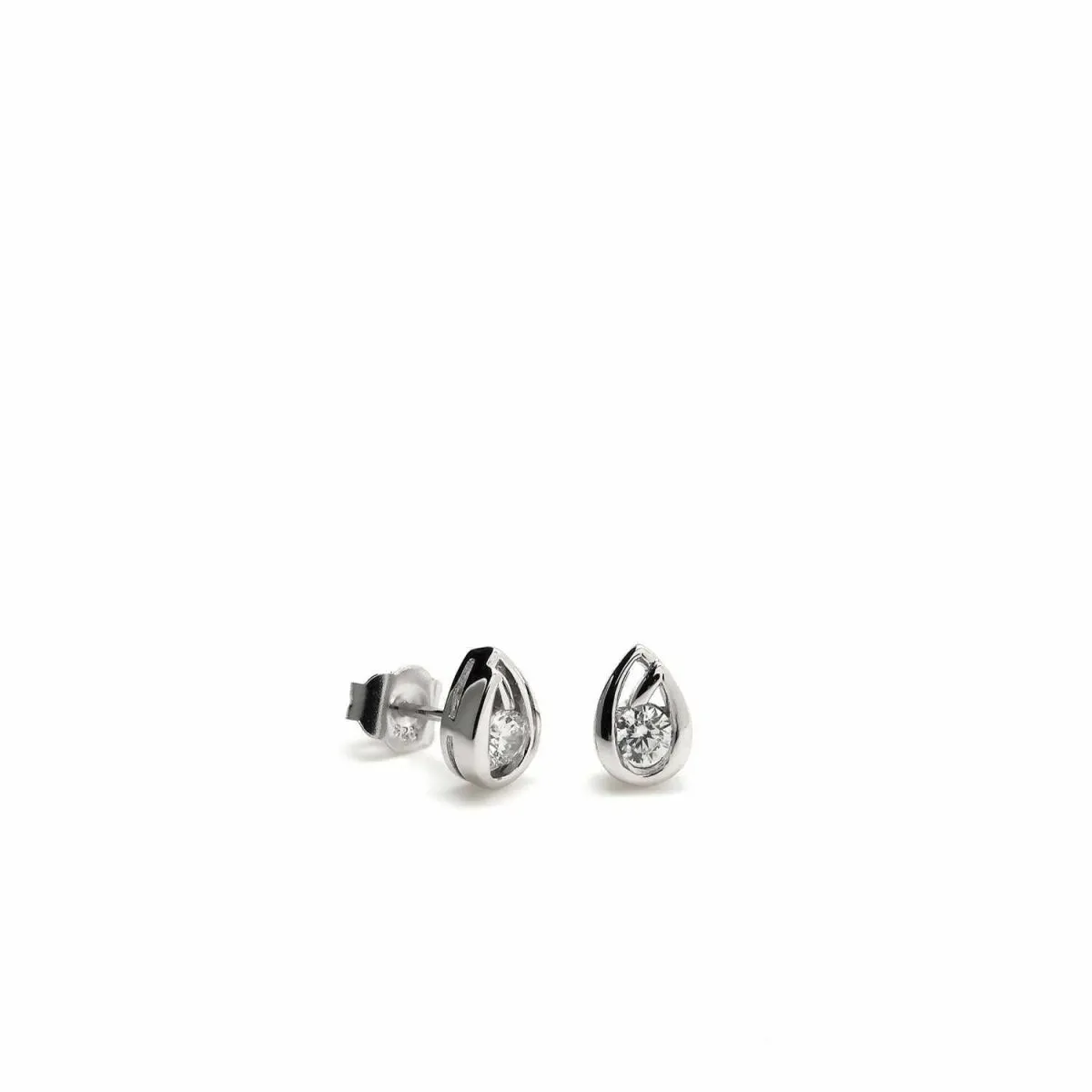 Pendientes pequeos ovalados de plata con circonita