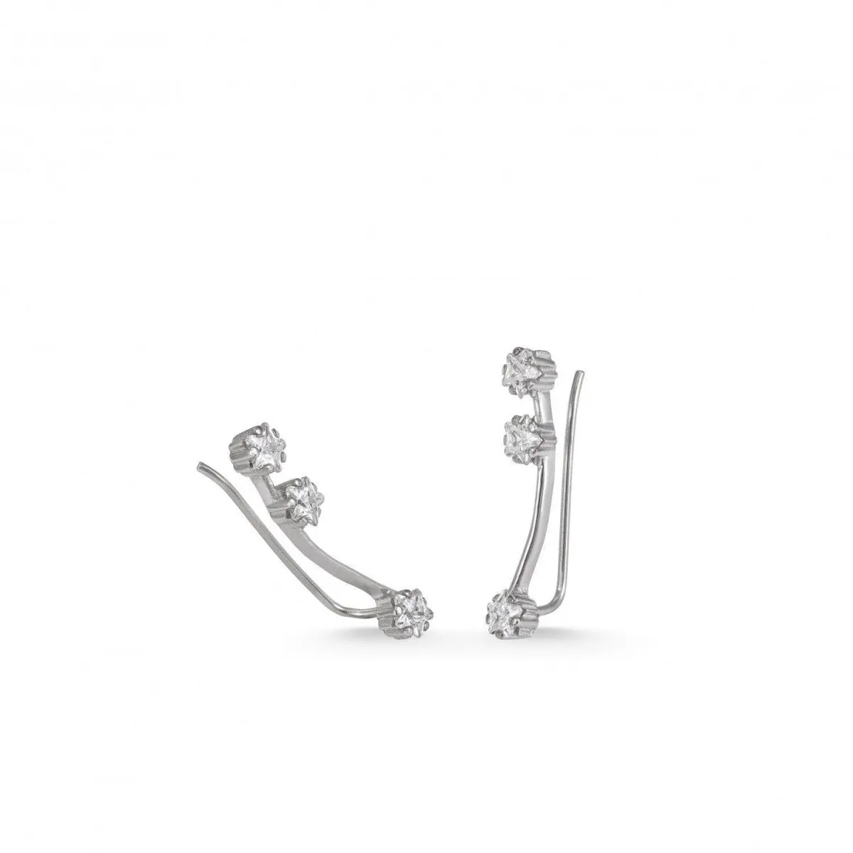 Pendientes trepadores de plata con motivo de circonitas talla estrella laterales
