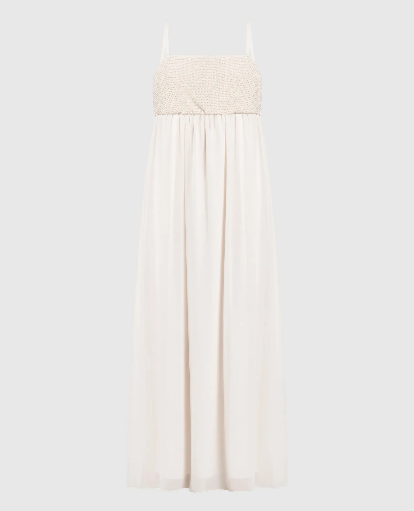 Peserico Beige maxi dress with monil chain