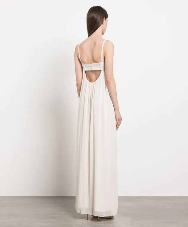 Peserico Beige maxi dress with monil chain