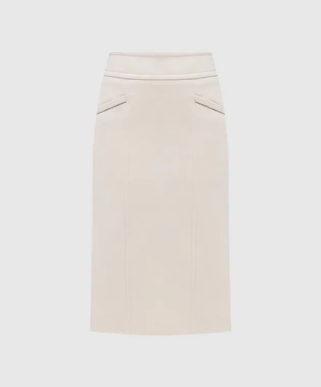 Peserico Beige skirt with monil chain
