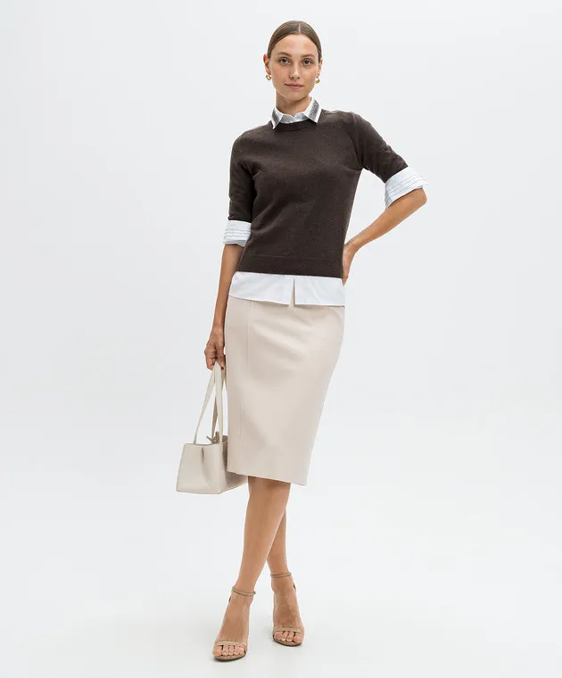 Peserico Beige skirt with monil chain