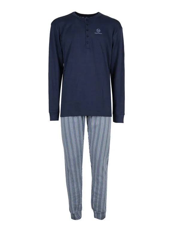 Sergio Tacchini Pijama largo de algodón interlock para hombre con pantalón de rayas