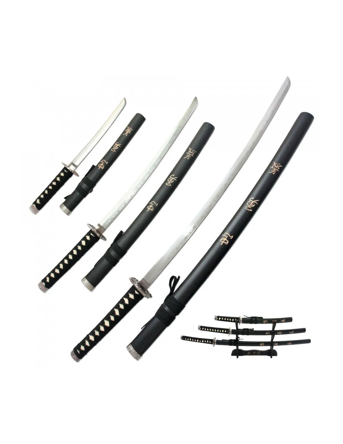 Set compuesto por Katana, Wakizashi y Tanto, incluye stand