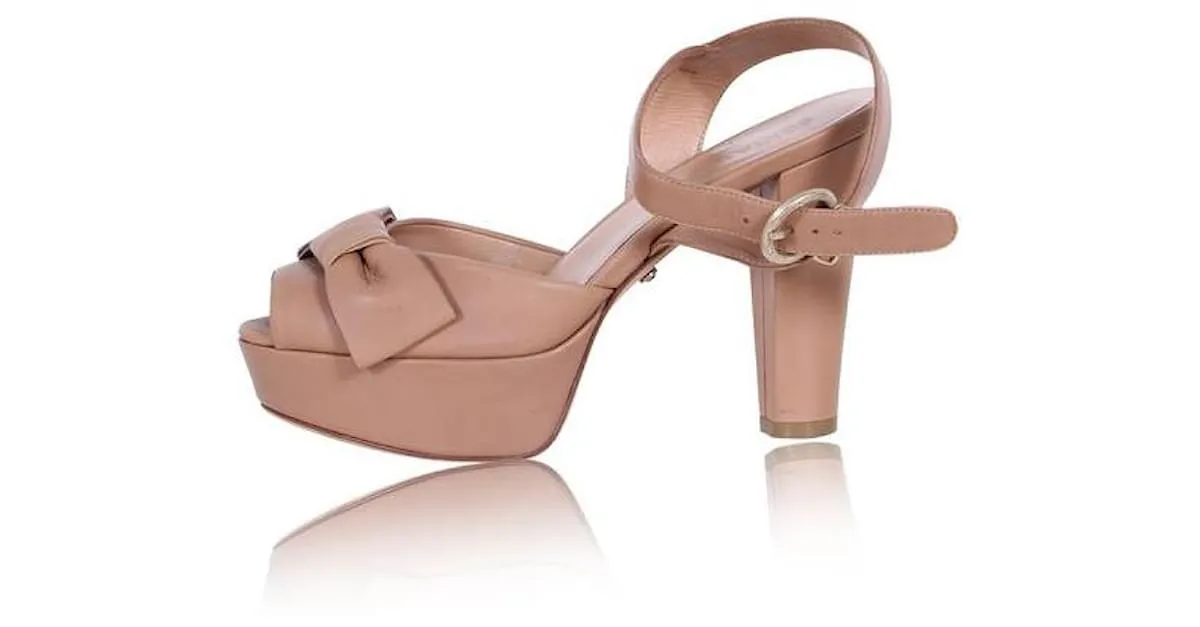 SONIA RYKIEL Sandalia con tira al tobillo y detalle de lazo Beige 