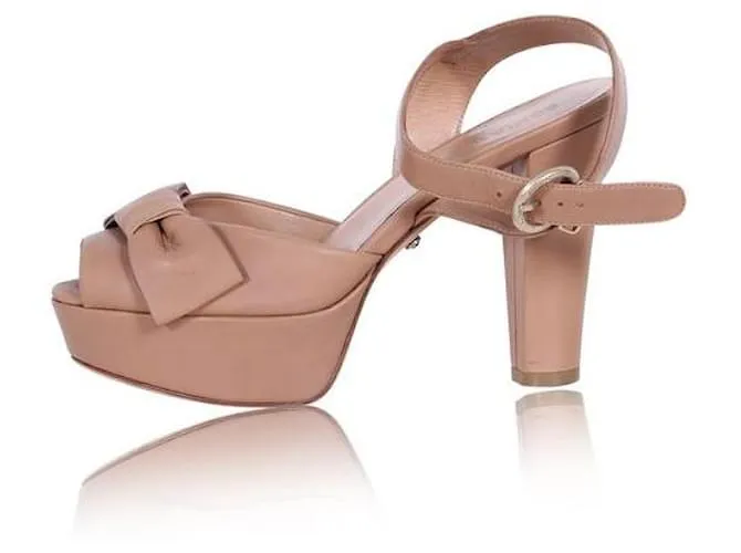 SONIA RYKIEL Sandalia con tira al tobillo y detalle de lazo Beige 