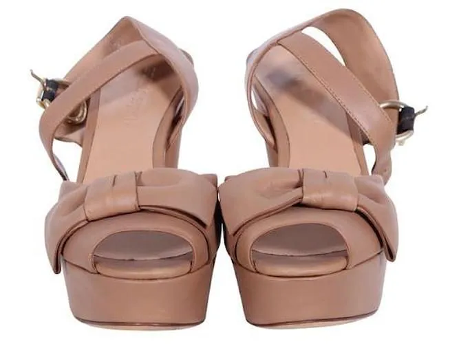 SONIA RYKIEL Sandalia con tira al tobillo y detalle de lazo Beige 