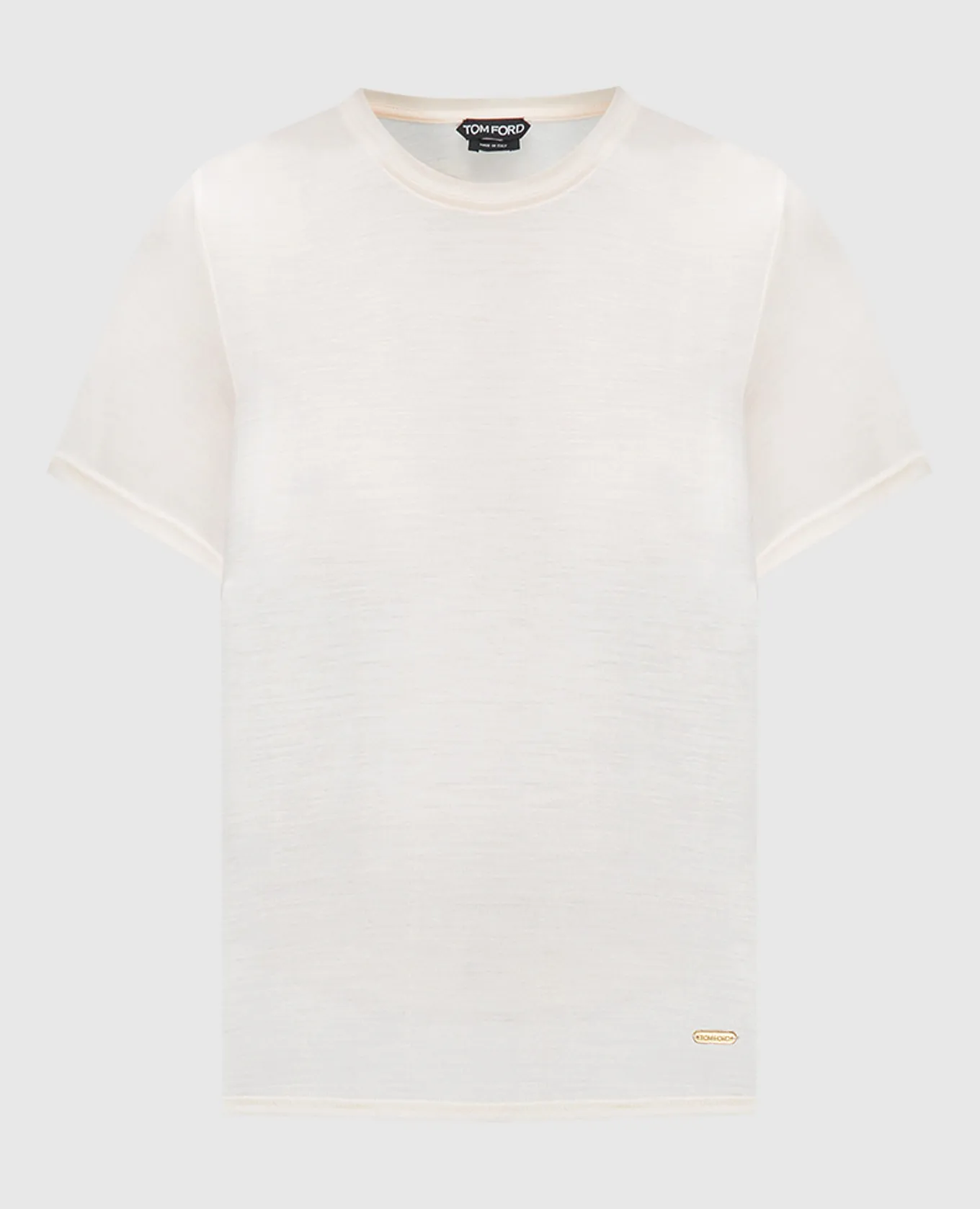 TOM FORD BEIGE SILK TSHIRT WITH LOGO