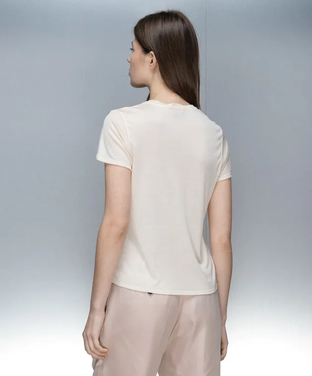 TOM FORD BEIGE SILK TSHIRT WITH LOGO