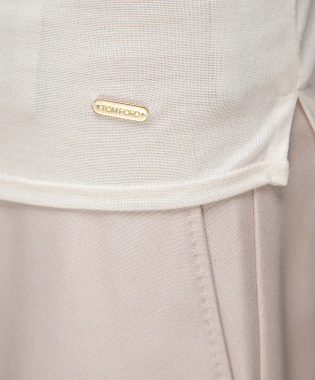 TOM FORD BEIGE SILK TSHIRT WITH LOGO