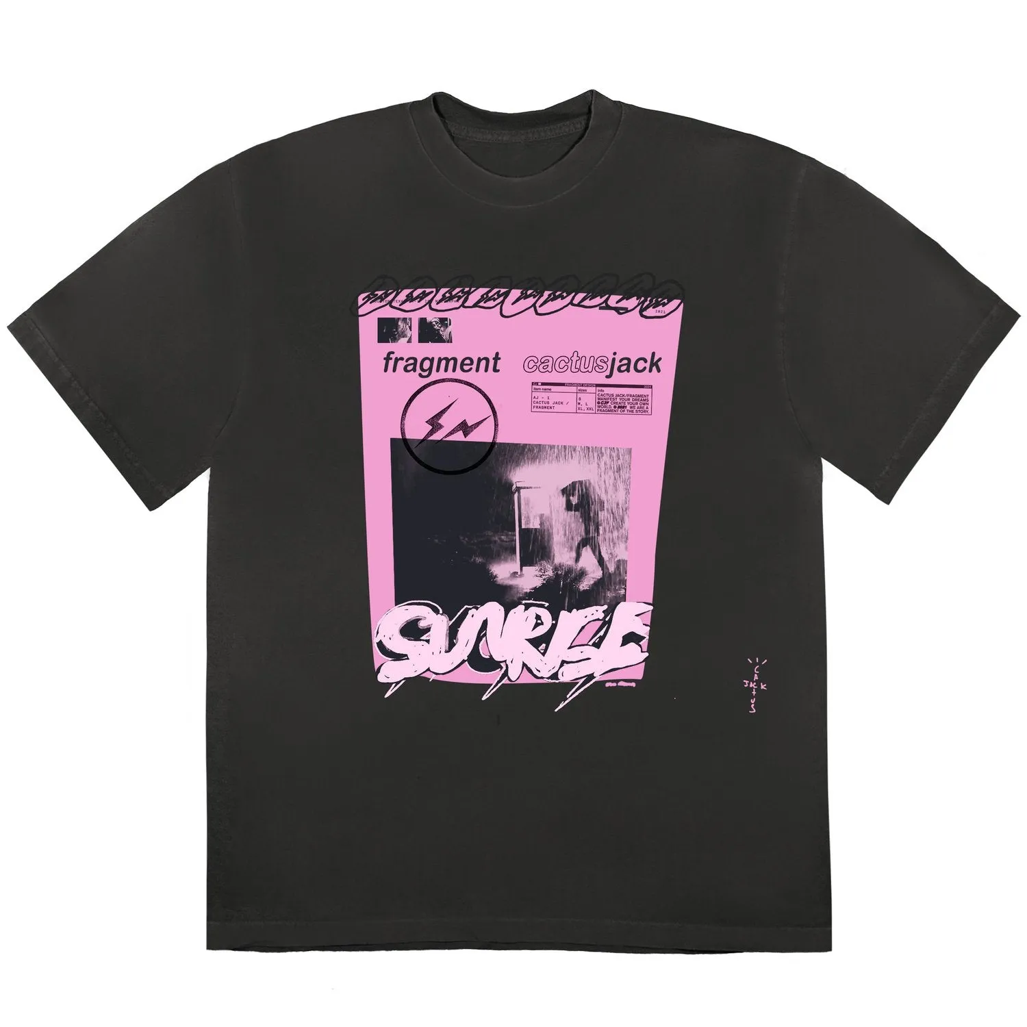 TRAVIS SCOTT CACTUS JACK FOR FRAGMENT PINK SUNRISE TSHIRT WASHED BLACK